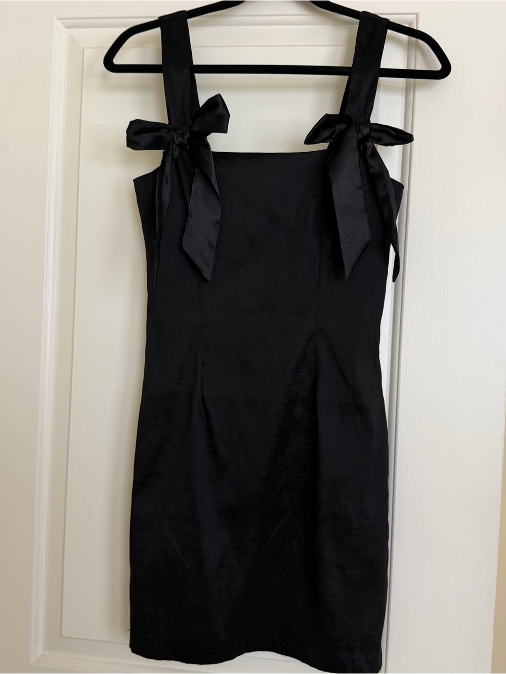 Black Bow-Shoulder Mini Dress